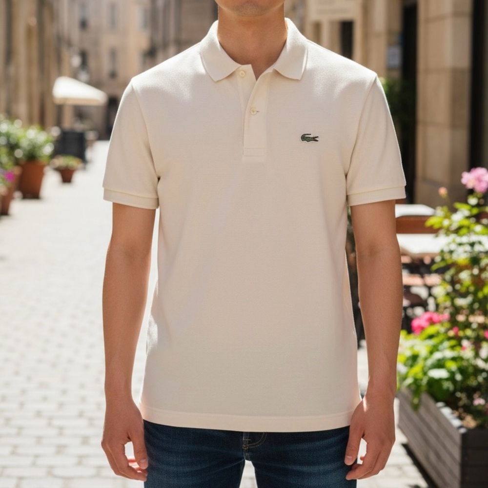 Lacoste Classic Fit Pique Polo Shirt - Cream Beige - Size FR 4 / US M